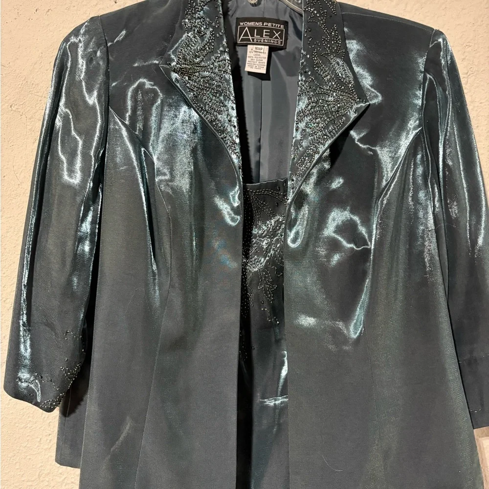 Alex Evenings Shimmering Teal Ensemble - Picture 2 of 13